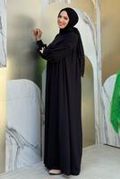Tesettür giyim SİYAH BALON KOL ÖRME ELBİSE T 9106