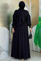 Tesettür giyim SİYAH BALON KOL ÖRME ELBİSE T 9106