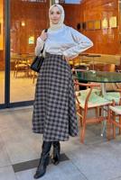 Tesettür giyim SİYAH EKOSE DESENLİ ETEK T 5416