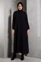 Tesettür giyim SİYAH FERMUARLI FERACE T 6906