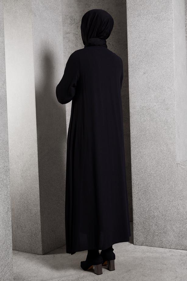 Tesettür giyim SİYAH FERMUARLI FERACE T 6906 - TRENDTESETTÜR