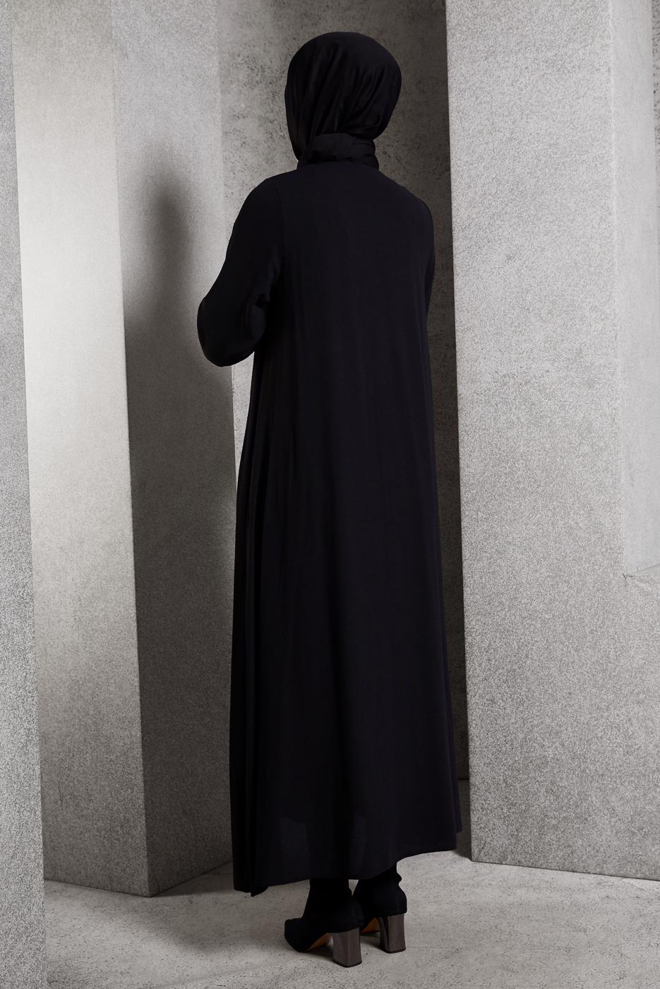 Tesettür giyim SİYAH FERMUARLI FERACE T 6906