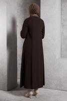 Tesettür giyim KAHVE FERMUARLI FERACE T 6906