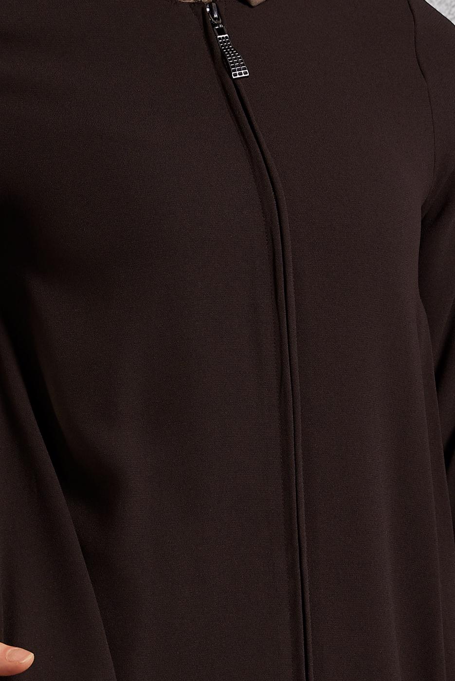 Tesettür giyim KAHVE FERMUARLI FERACE T 6906