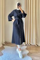 Hijab clothing NAVY BLUE BELTED COAT T 0316
