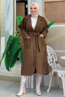 Vêtements hijab BRUN CABAN CEINTURÉ MATELASSÉ T 3687