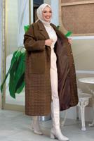 Vêtements hijab BRUN CABAN CEINTURÉ MATELASSÉ T 3687