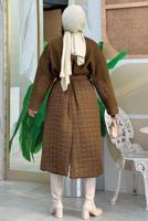 Vêtements hijab BRUN CABAN CEINTURÉ MATELASSÉ T 3687