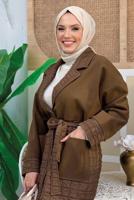 Vêtements hijab BRUN CABAN CEINTURÉ MATELASSÉ T 3687