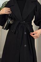 Tesettür giyim SİYAH KUŞAKLI KABAN T 4216