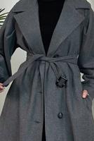 Hijab clothing GREY BELTED COAT T 4216