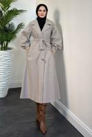 Hijab clothing BEIGE BELTED COAT T 4216