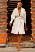 Vêtements hijab BEIGE MANTEAU CEINTURÉ AVEC BROCHE T 4787