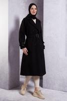 Hijab clothing BLACK BELTED COAT T 5216