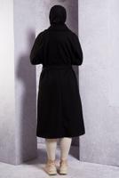 Hijab clothing BLACK BELTED COAT T 5216