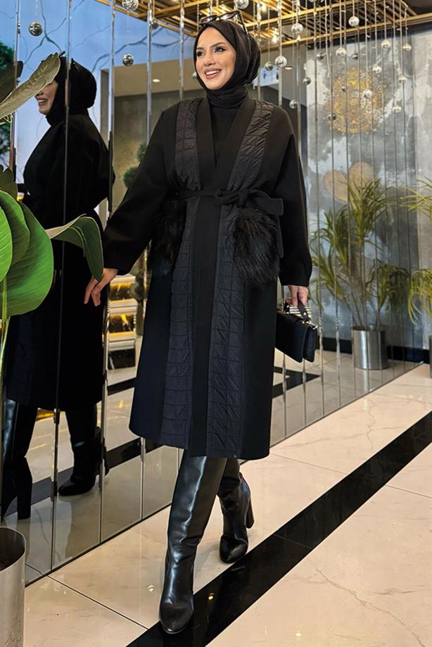 Vêtements hijab NOIR CABAN CEINTURÉ T 5687 - TRENDTESETTÜR