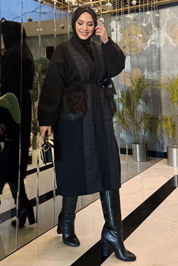 Vêtements hijab NOIR CABAN CEINTURÉ T 5687 - TRENDTESETTÜR