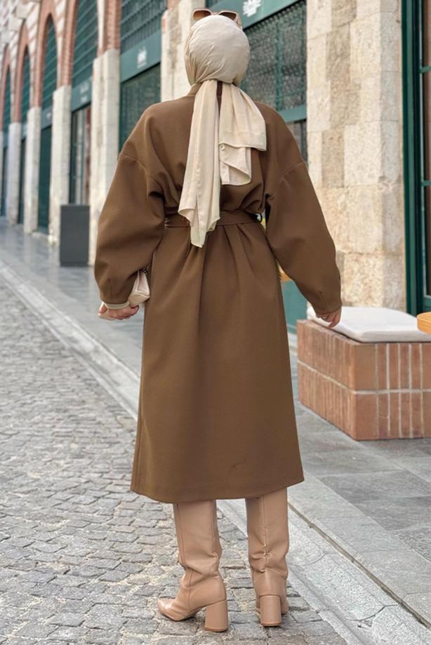 Vêtements hijab BRUN CABAN CEINTURÉ T 5687 - TRENDTESETTÜR
