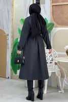 Vêtements hijab NOIR MANTEAU CEINTURÉ T 8687