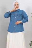 Tesettür giyim LACİVERT PAMUKLU KOT CEKET T 9560