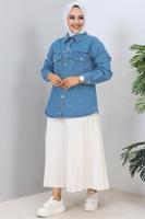 Tesettür giyim LACİVERT PAMUKLU KOT CEKET T 9560