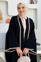 Tesettür giyim SİYAH PÜSKÜLLÜ TRİKO PANÇO T 43021