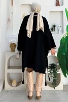 Tesettür giyim SİYAH PÜSKÜLLÜ TRİKO PANÇO T 43021