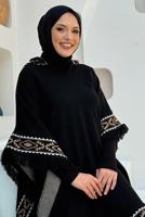 Tesettür giyim SİYAH KAPÜŞONLU TRİKO PANÇO T 69021