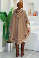 Tesettür giyim VİZON KAPÜŞONLU TRİKO PANÇO T 69021