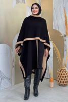 Tesettür giyim SİYAH ÇİFT TARAFLI TRİKO PANÇO T 69181