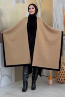 Tesettür giyim SİYAH ÇİFT TARAFLI TRİKO PANÇO T 69181