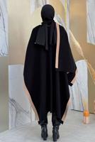 Tesettür giyim SİYAH ÇİFT TARAFLI TRİKO PANÇO T 69181