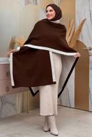 Tesettür giyim KAHVE ÇİFT TARAFLI TRİKO PANÇO T 69181