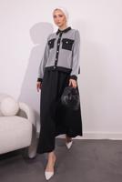 Vêtements hijab NOIR COSTUME À JUPE À RAYURES T 0054