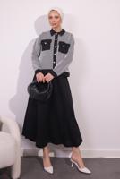 Vêtements hijab NOIR COSTUME À JUPE À RAYURES T 0054