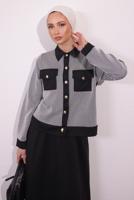 Vêtements hijab NOIR COSTUME À JUPE À RAYURES T 0054