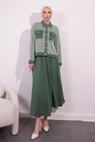 Vêtements hijab KAKI COSTUME À JUPE À RAYURES T 0054