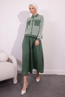 Vêtements hijab KAKI COSTUME À JUPE À RAYURES T 0054