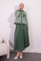 Vêtements hijab KAKI COSTUME À JUPE À RAYURES T 0054