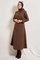 Vêtements hijab BRUN COSTUME À JUPE BOUTONNE T 0541