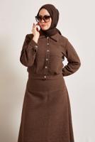 Vêtements hijab BRUN COSTUME À JUPE BOUTONNE T 0541