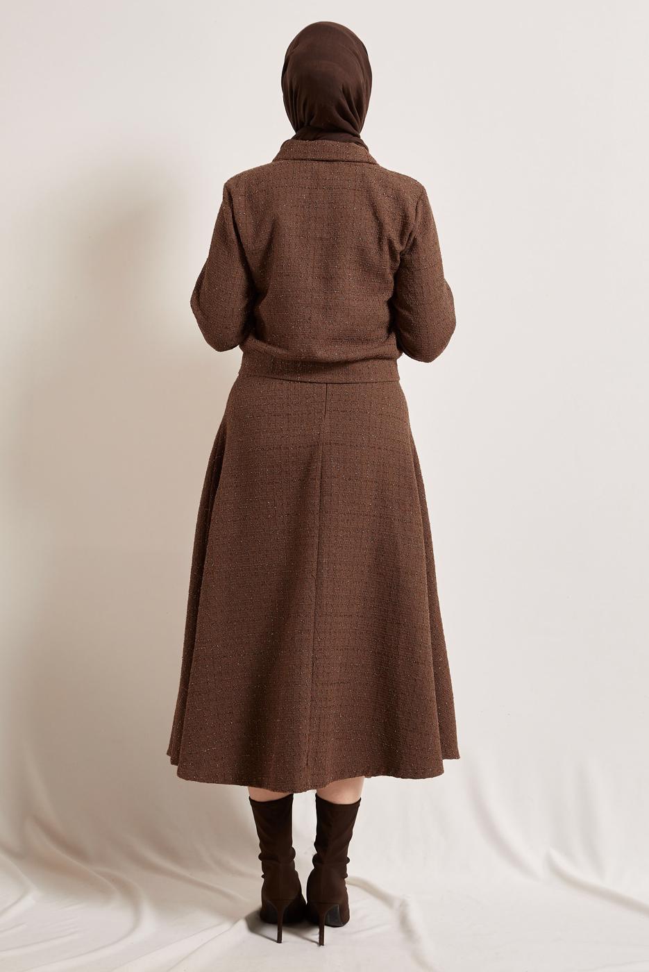 Vêtements hijab BRUN COSTUME À JUPE BOUTONNE T 0541