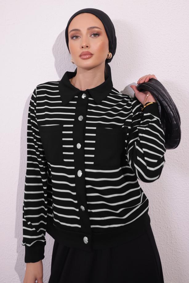 Tesettür giyim SİYAH ÖRME ETEKLİ TAKIM T 1154 - TRENDTESETTÜR