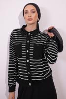 Vêtements hijab NOIR COSTUME À JUPE À RAYURES T 1154