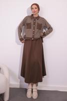 Vêtements hijab BRUN COSTUME À JUPE À RAYURES T 1154
