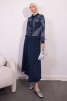 Vêtements hijab BLEU MARINE COSTUME À JUPE À RAYURES T 1154