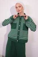 Vêtements hijab VERT COSTUME À JUPE À RAYURES T 1154