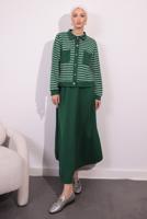 Vêtements hijab VERT COSTUME À JUPE À RAYURES T 1154