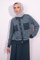 Vêtements hijab GRIS COSTUME À JUPE À RAYURES T 1154