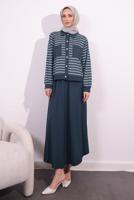 Vêtements hijab GRIS COSTUME À JUPE À RAYURES T 1154